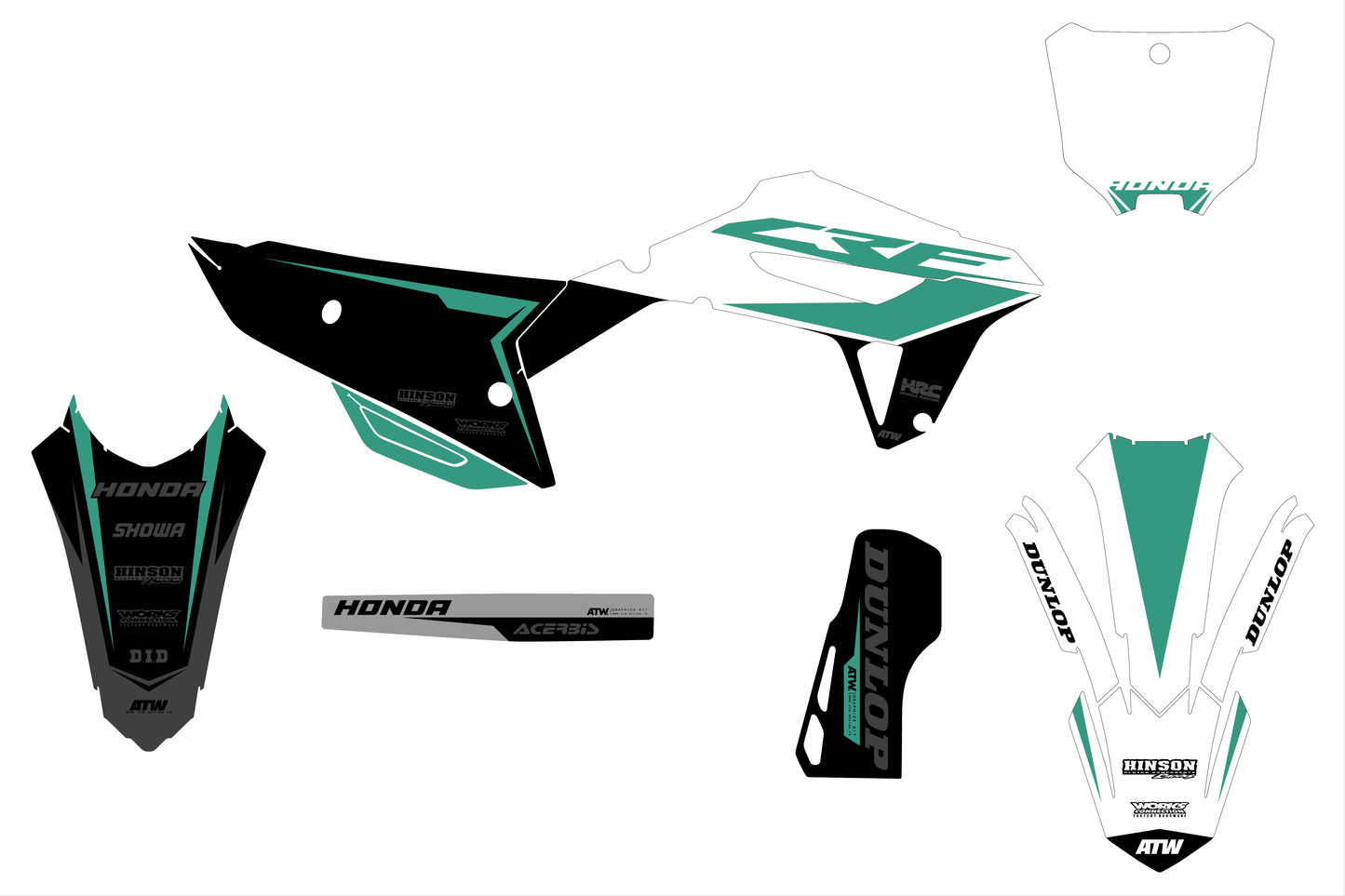 Kit déco motocross “Modern” Honda CR - CRF Turquoise
