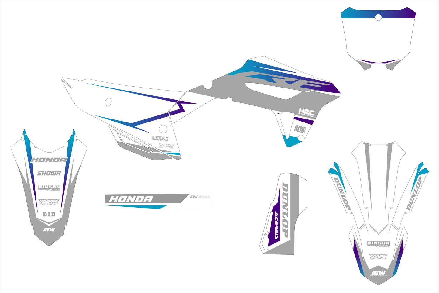 Kit déco motocross “Thunder” Honda CR - CRF Blanc