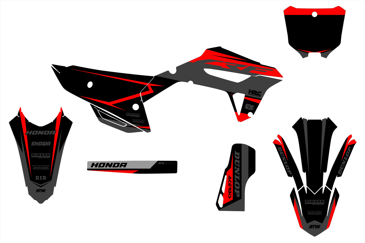 Kit déco motocross “Thunder” Honda CR - CRF Noir