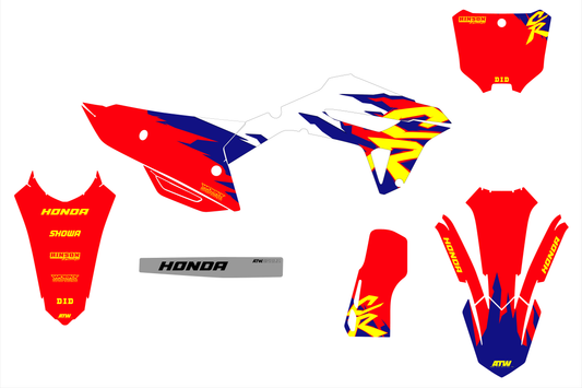 Kit déco motocross “Vintage” Honda CR - CRF Rouge - ATW DESIGN