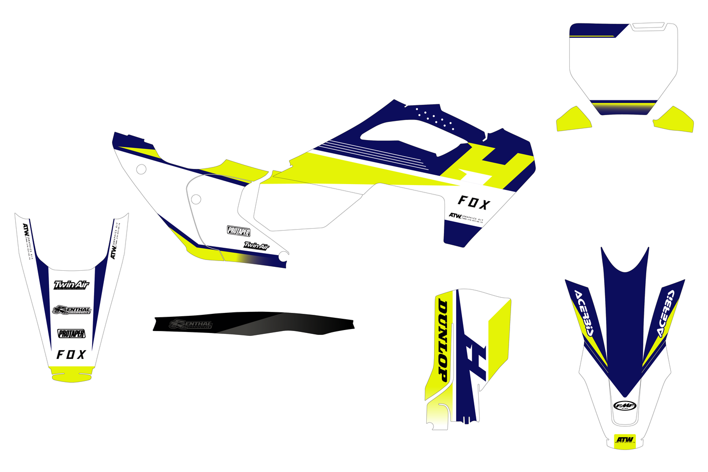 Kit déco motocross “Crock” Husqvarna Bleu