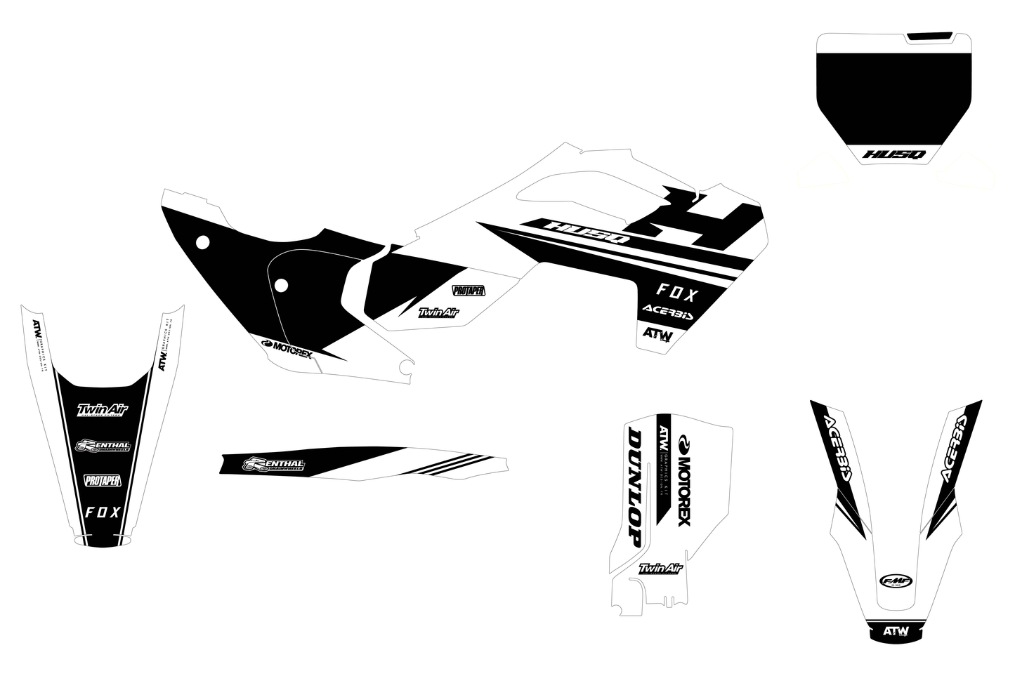 Kit déco motocross “Spike” Husqvarna Blanc
