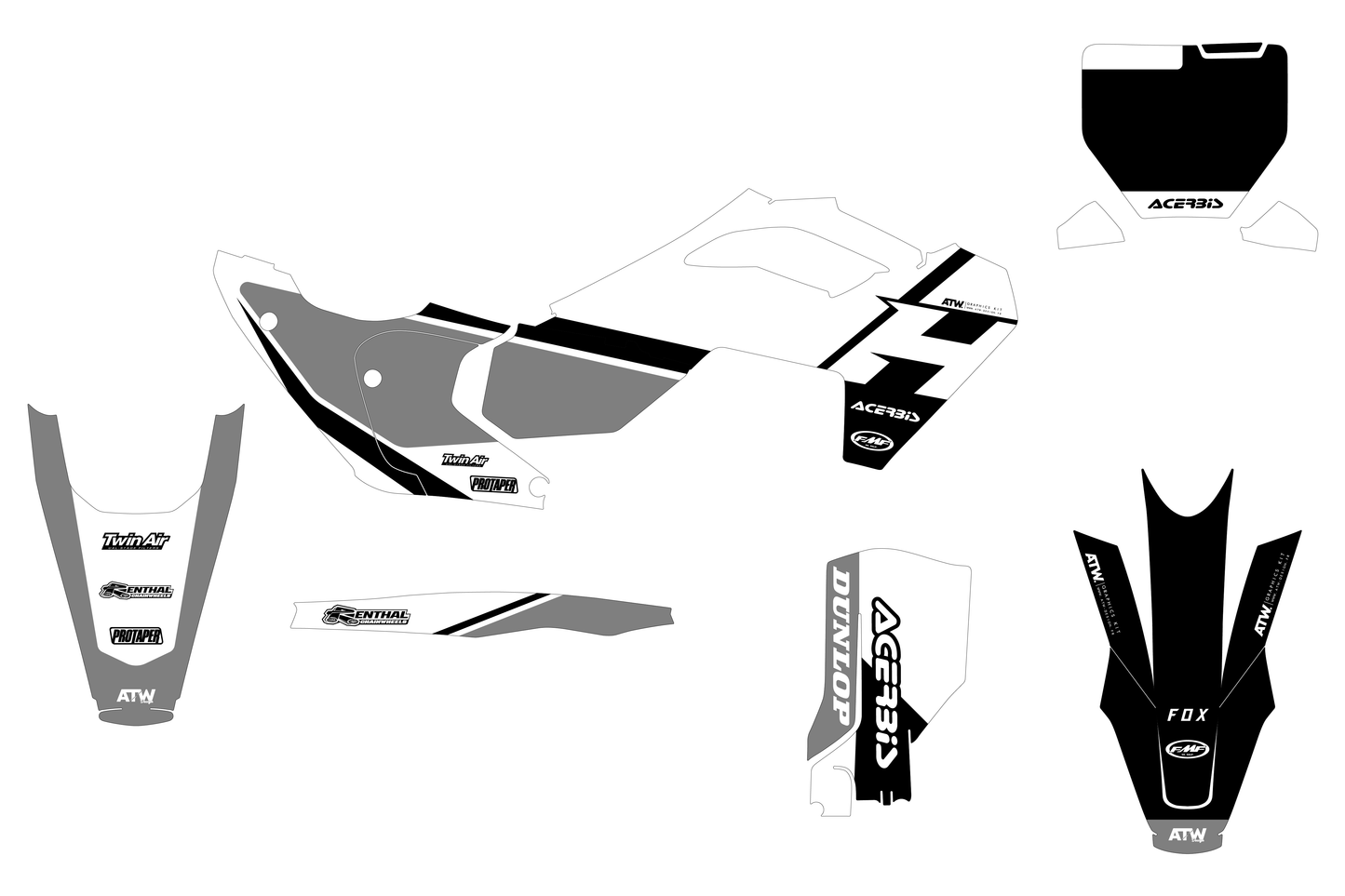Kit déco motocross “Factory” Husqvarna Gris