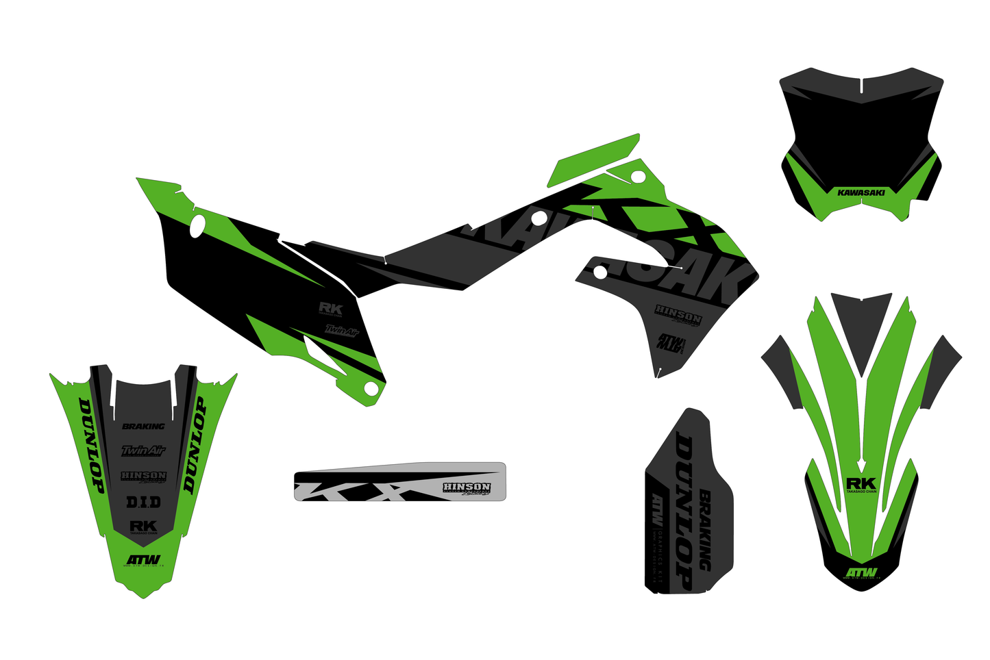 Kit déco motocross “Large” Kawasaki Noir