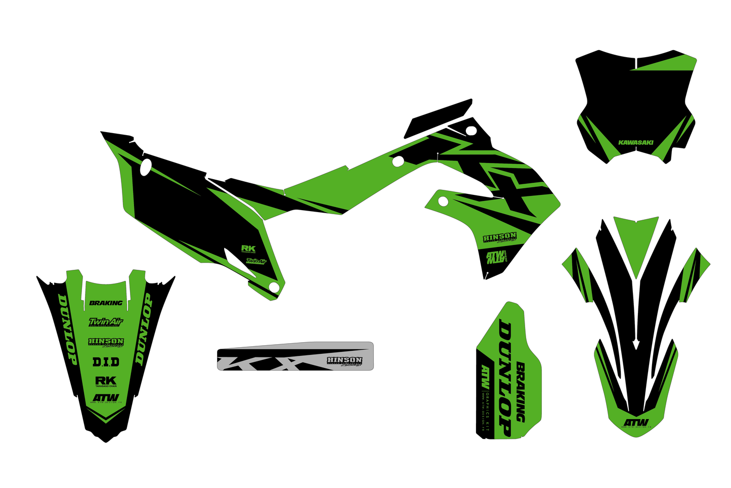 Kit déco motocross “Racer” Kawasaki Vert