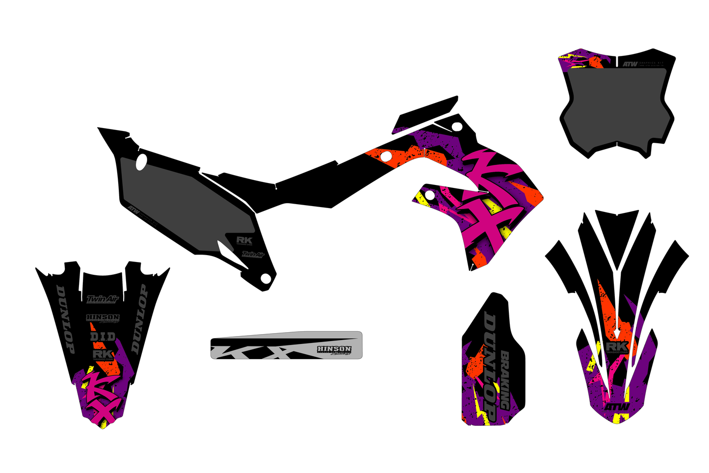 Kit déco motocross “Retro” Kawasaki Noir