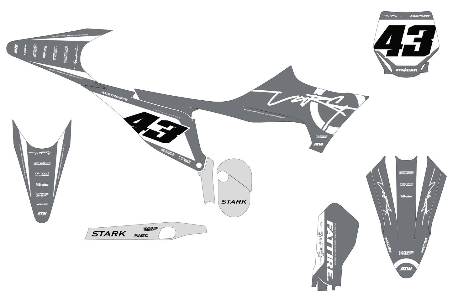 Kit déco Stark VARG MX/EX/SM - SVMX005 Gris
