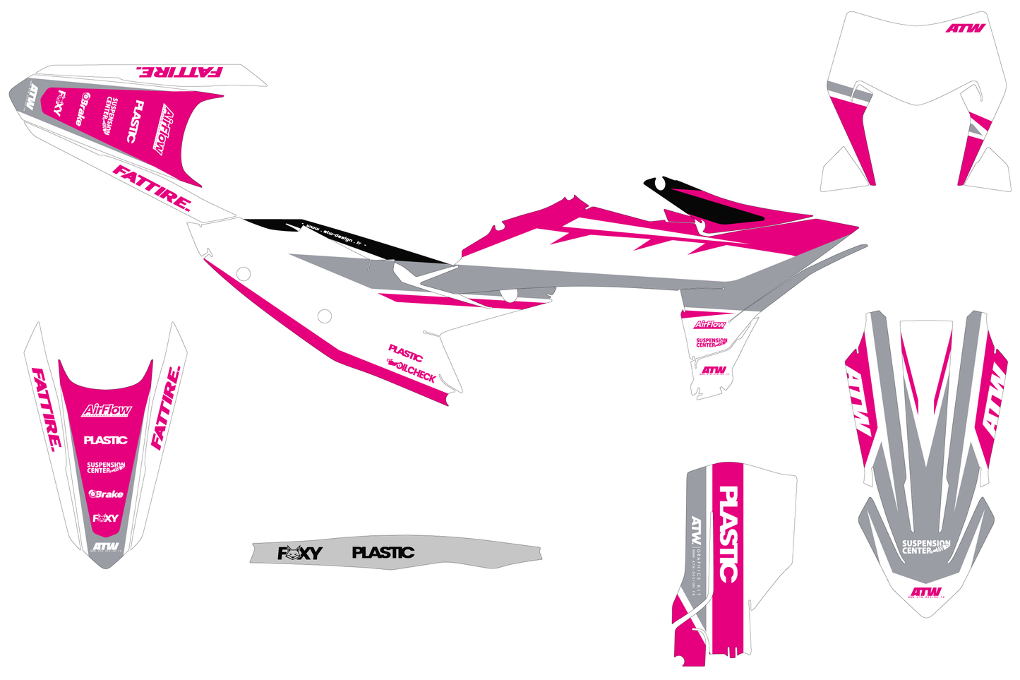 Kit déco motocross KTM EXC / EXC-F - Rift Rose