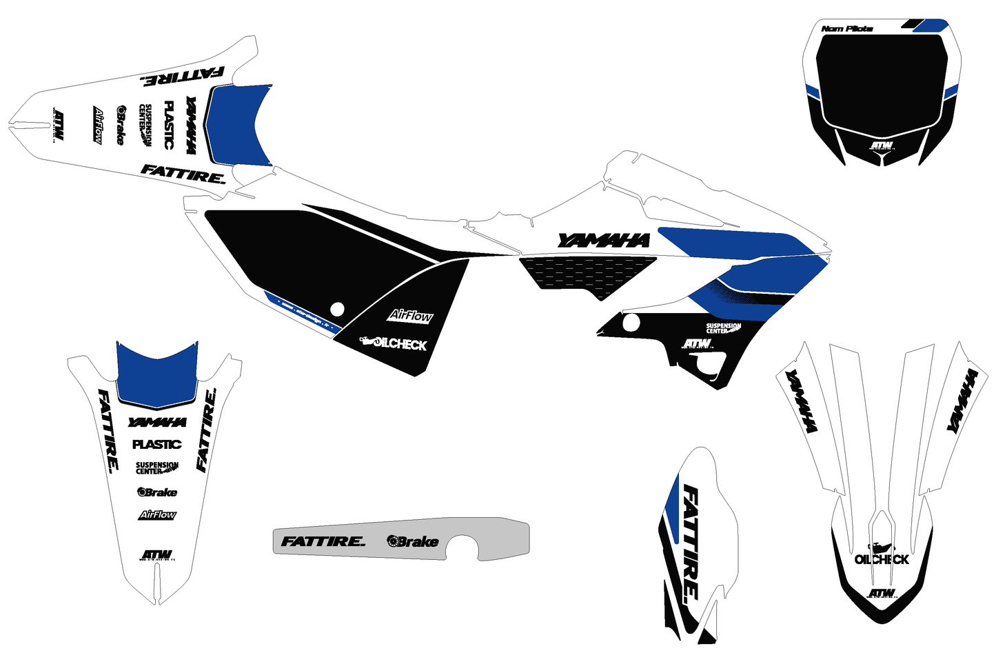 Kit déco motocross YAMAHA 125-250 YZ - Year-70 Bleu
