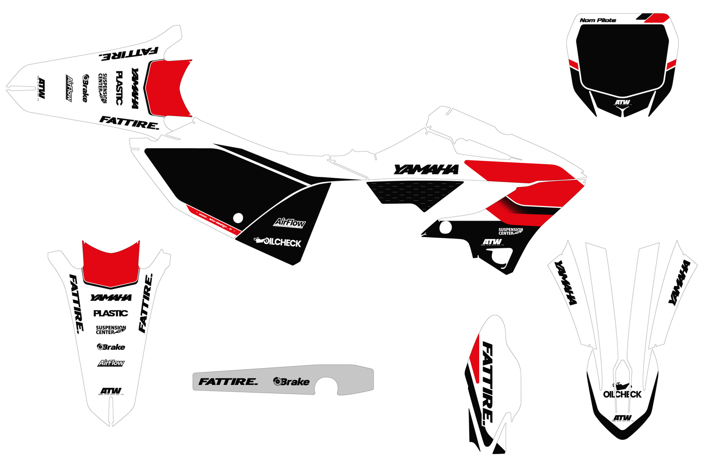 Motocross graphic kit YAMAHA 125-250 YZ - Year-70 Red
