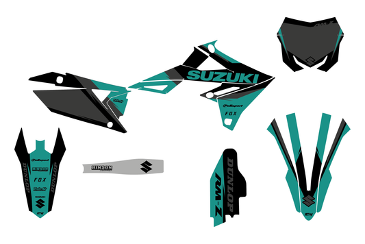 Kit déco motocross “Classic” Suzuki 450 RM-Z Turquoise - ATW DESIGN