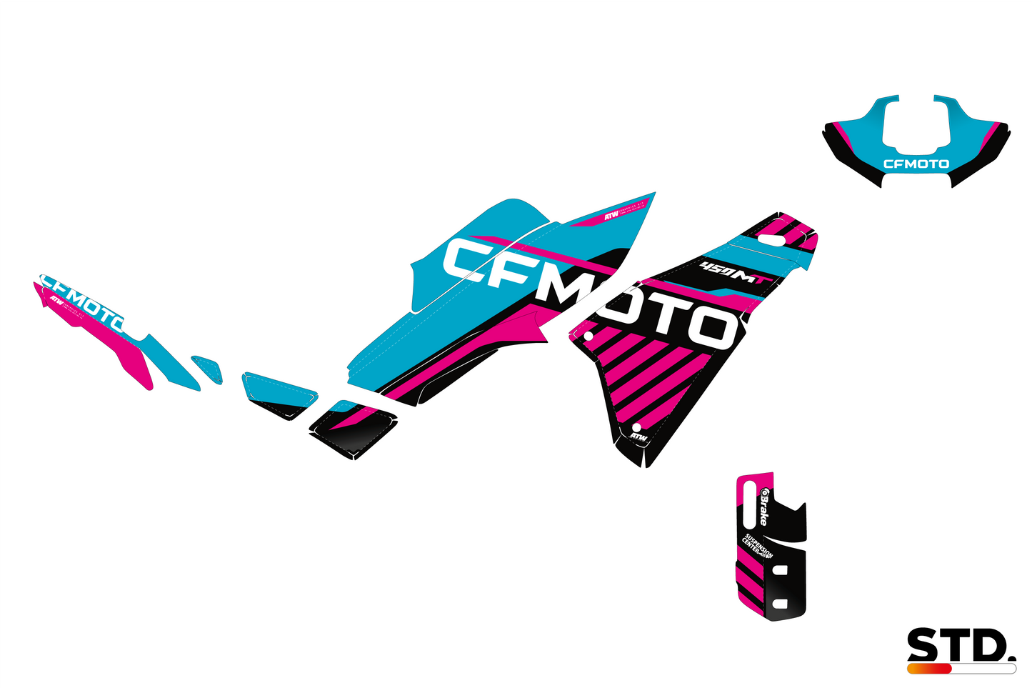 CF MOTO 450 MT Motorcycle Graphics Kit - Speed Blue