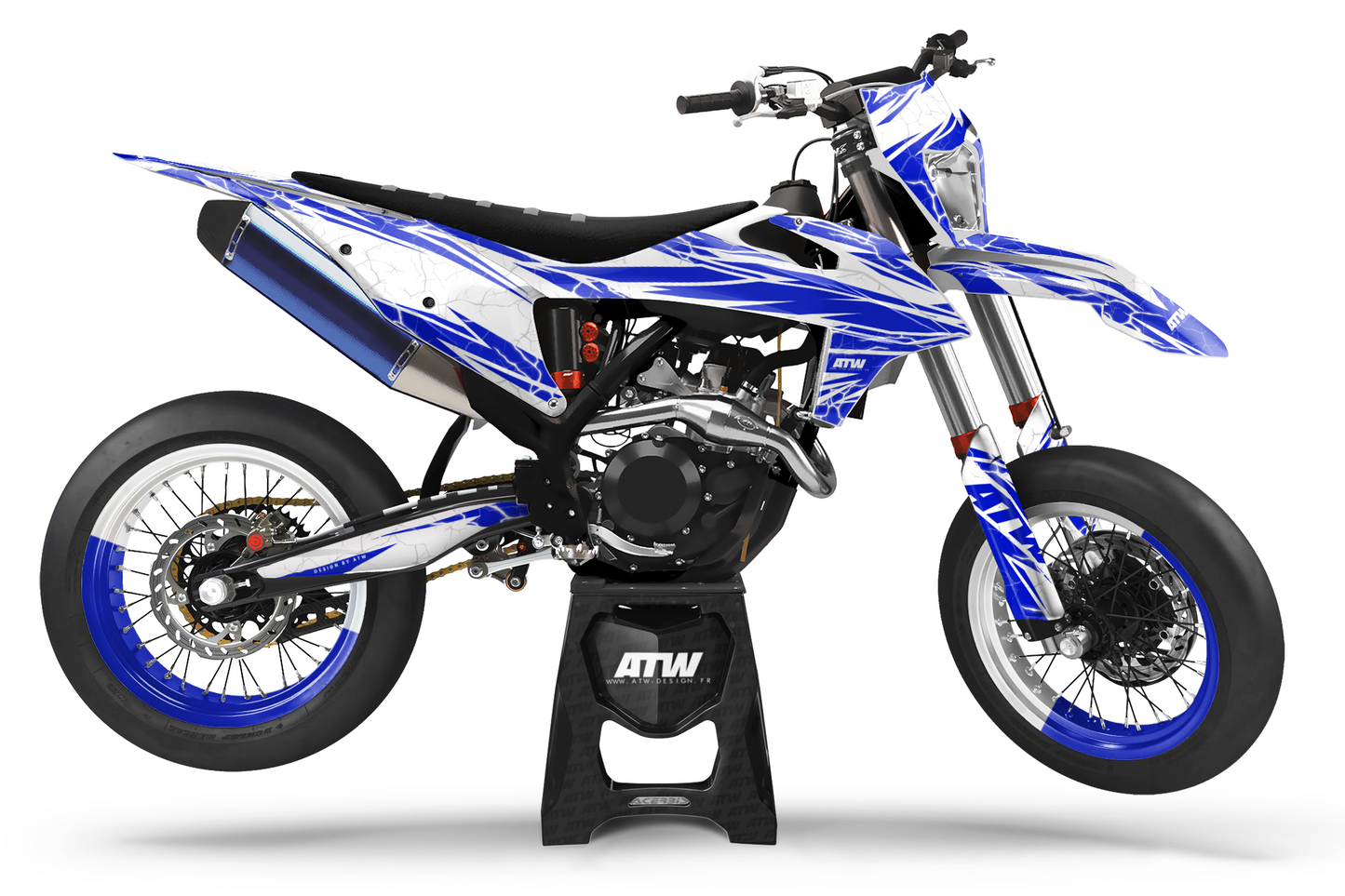 Kit déco Supermotard “Crack-White” pour Tout Modèles - ATW DESIGN