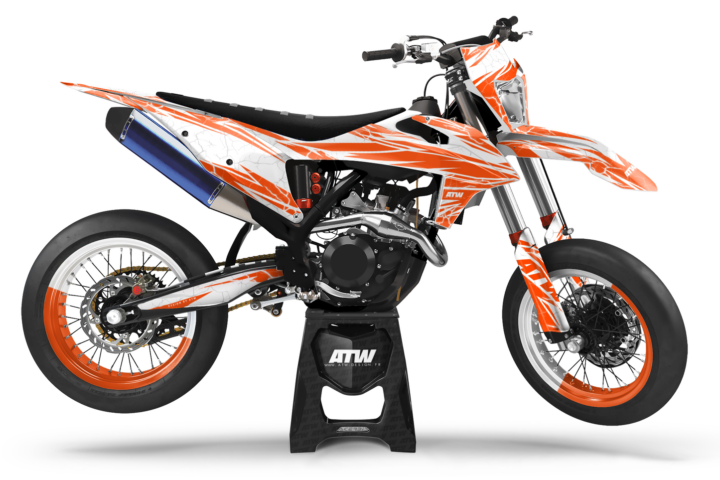 Kit déco Supermotard “Crack-White” pour Tout Modèles - ATW DESIGN