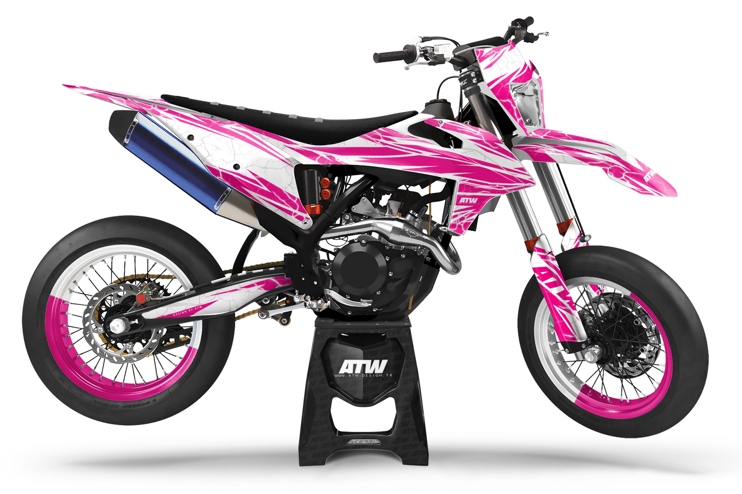 Kit déco Supermotard “Crack-White” pour Tout Modèles - ATW DESIGN