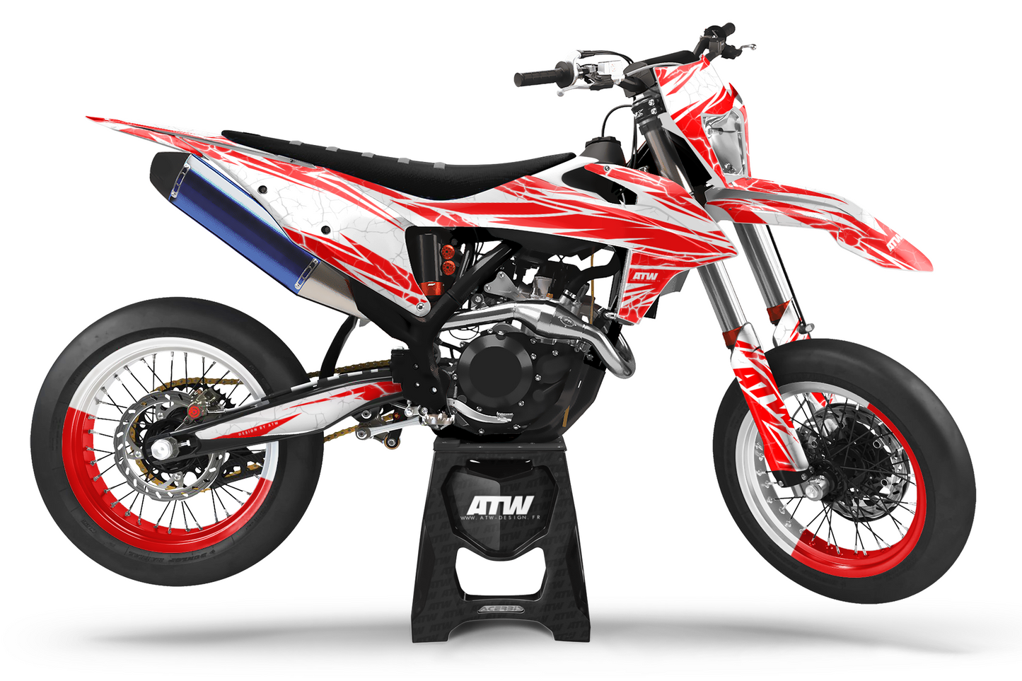 Kit déco Supermotard “Crack-White” pour Tout Modèles - ATW DESIGN