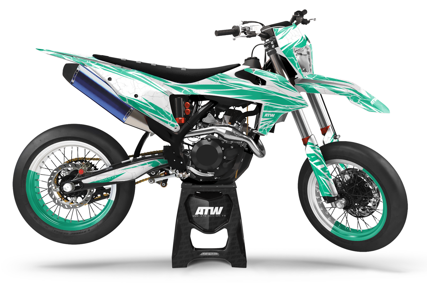 Kit déco Supermotard “Crack-White” pour Tout Modèles - ATW DESIGN