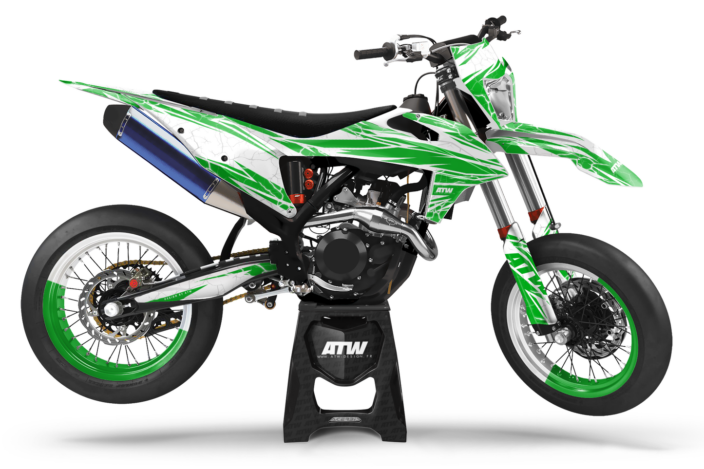 Kit déco Supermotard “Crack-White” pour Tout Modèles - ATW DESIGN
