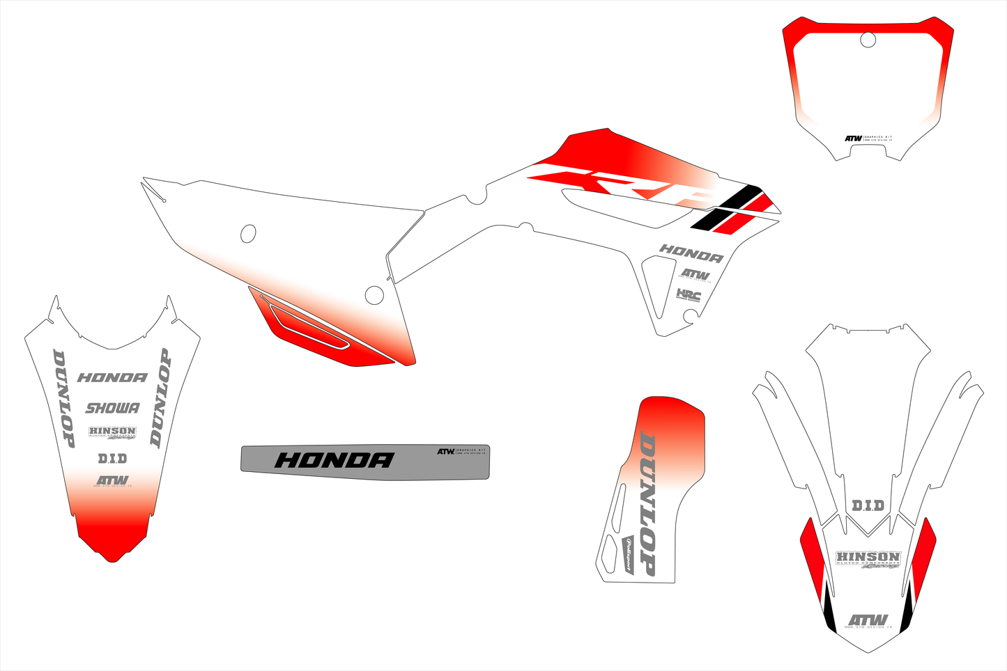 Kit déco motocross “Gradient” Honda CR - CRF Rouge