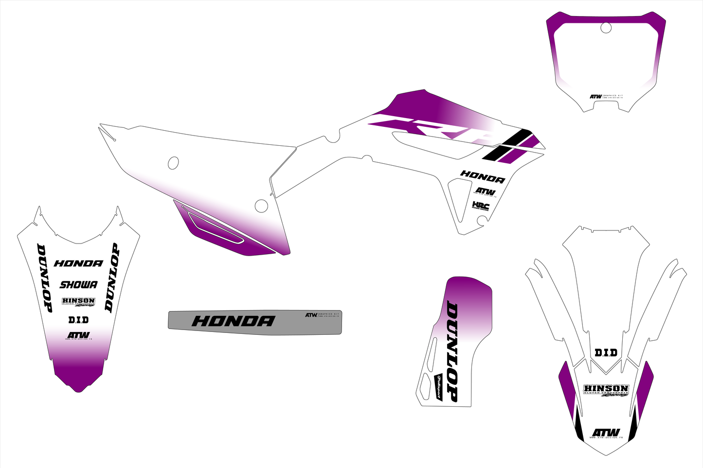 Kit déco motocross “Gradient” Honda CR - CRF Violet