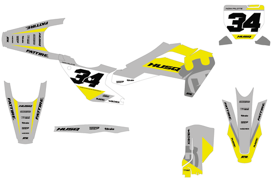 Kit de adhesivos Husqvarna FC/TC/FE/TE - HQMX001 Gris