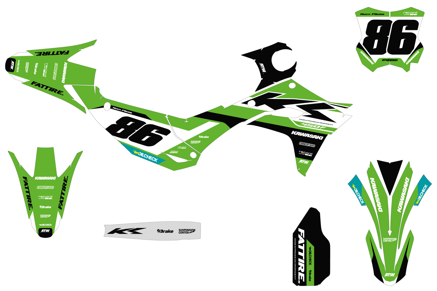 Kit déco Kawasaki KX-F - KWMX002 Vert
