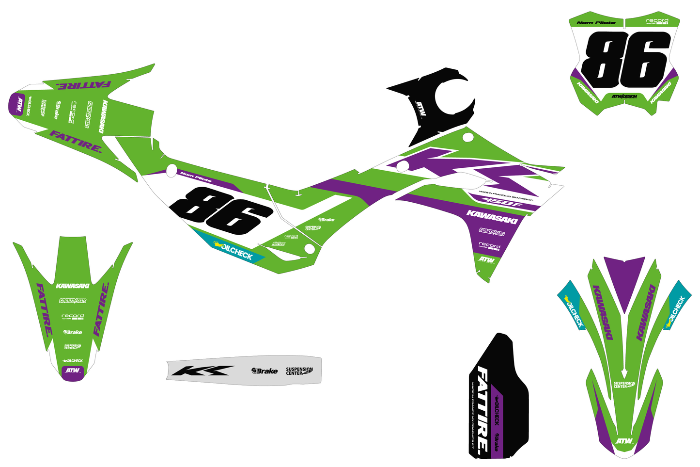 Kit déco Kawasaki KX-F - KWMX002 Violet