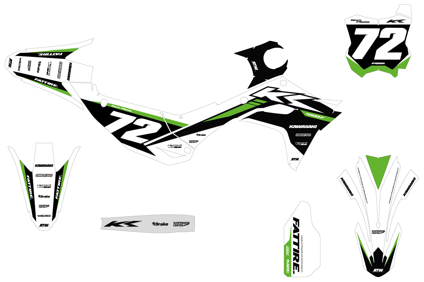 Kit déco Kawasaki KX-F - KWMX008 Blanc