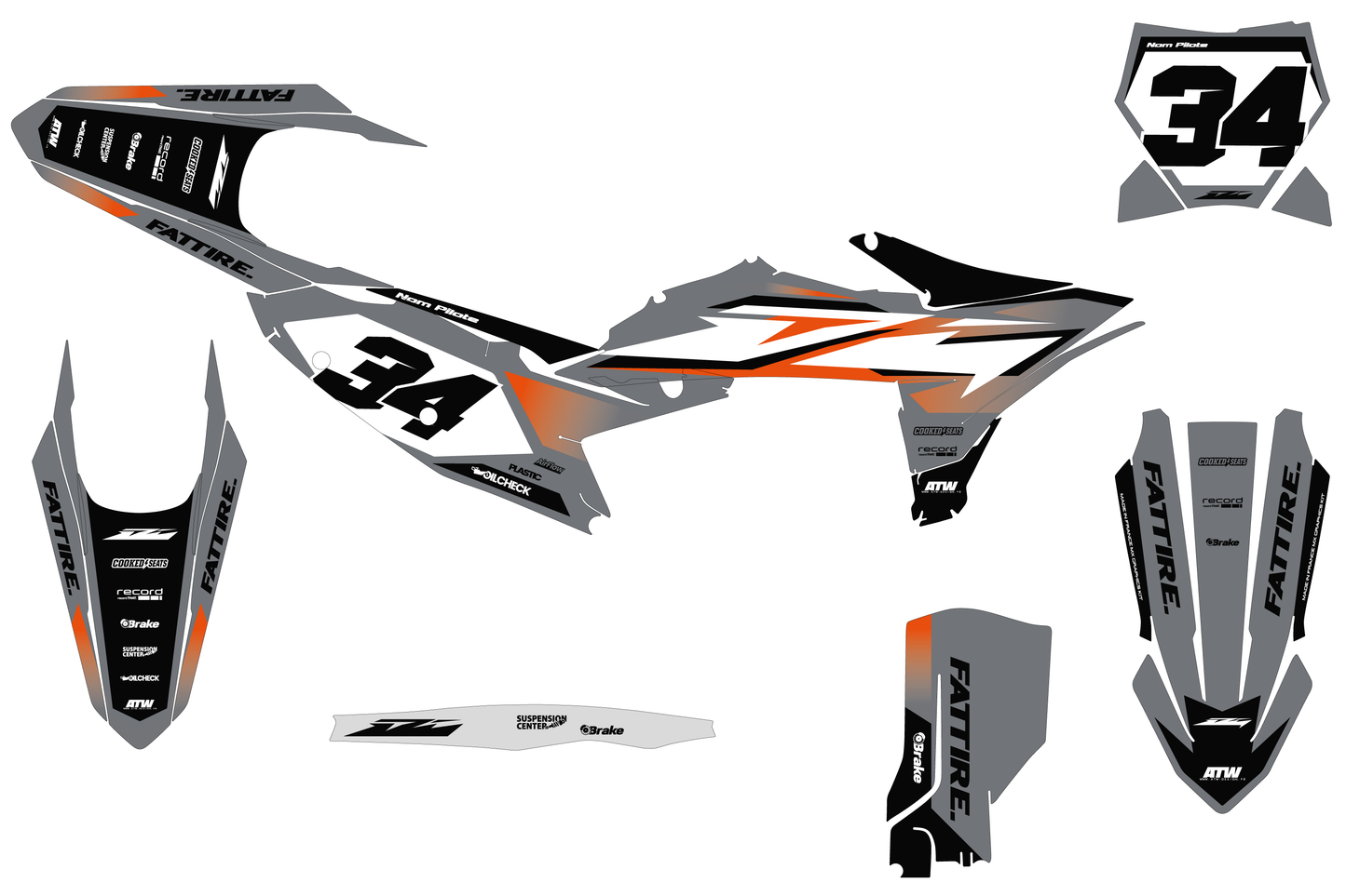 Kit déco KTM SX/EXC - KTMX003 Gris
