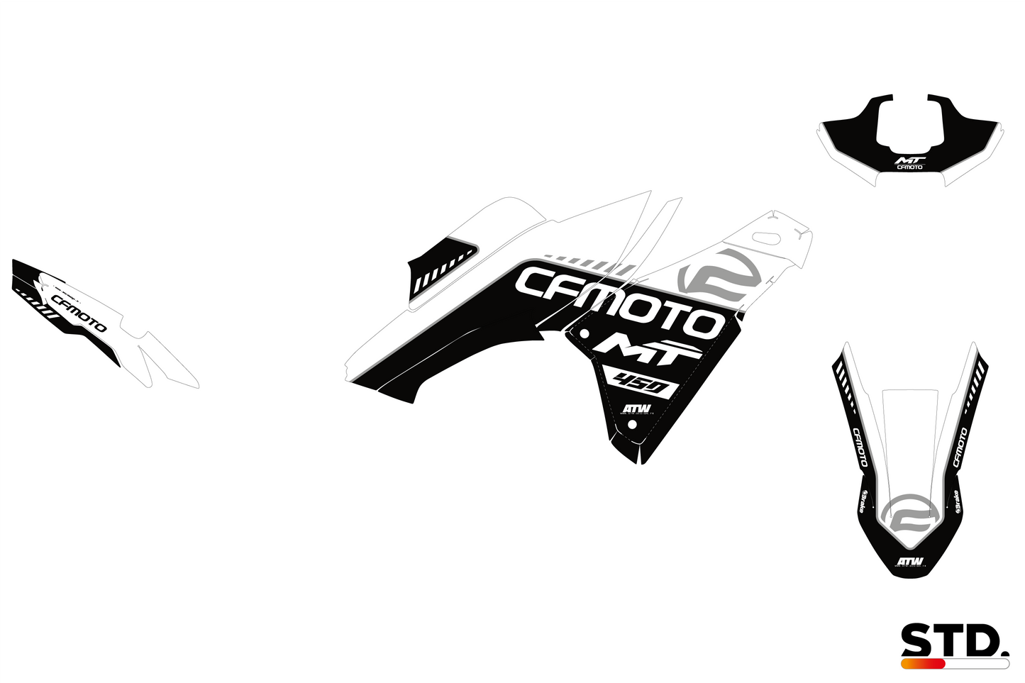 CF MOTO 450 MT - Speed White Motorcycle Graphics Kit