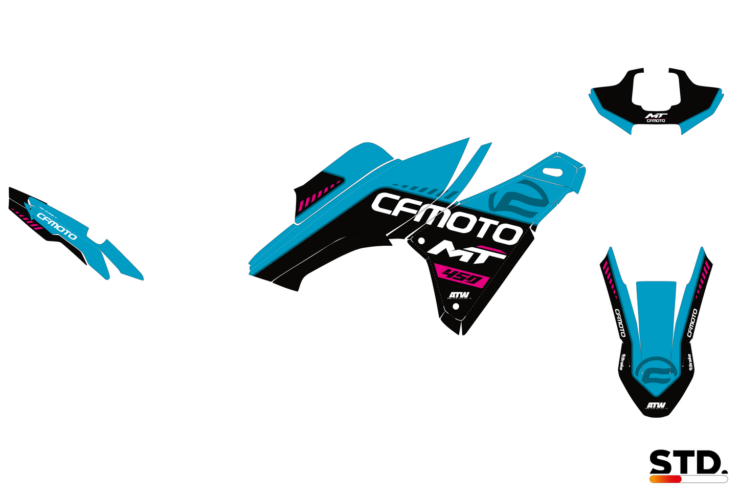 CF MOTO 450 MT - Speed White Motorcycle Graphics Kit