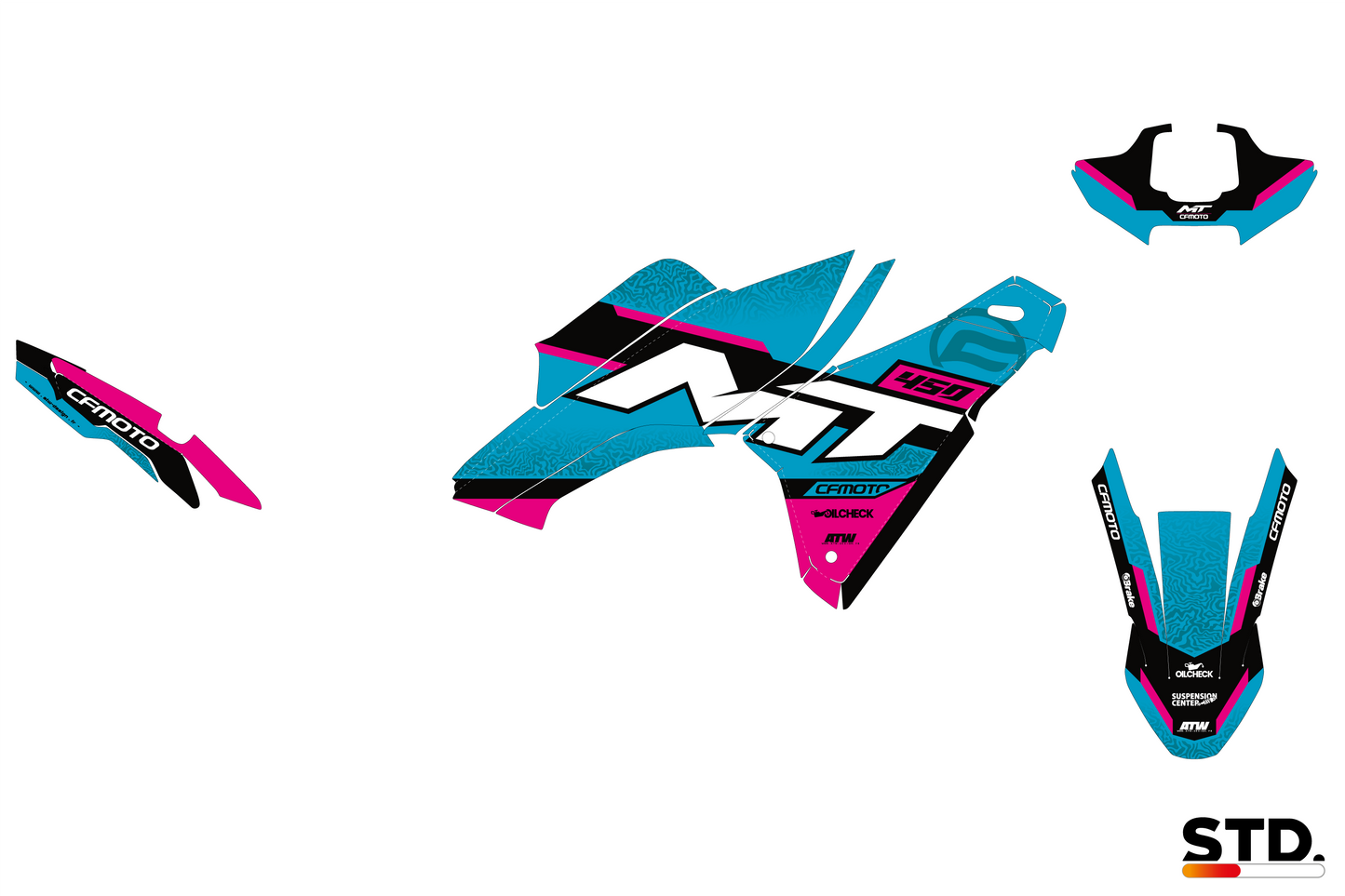 Kit déco moto CF MOTO 450 MT - Damas Cyan