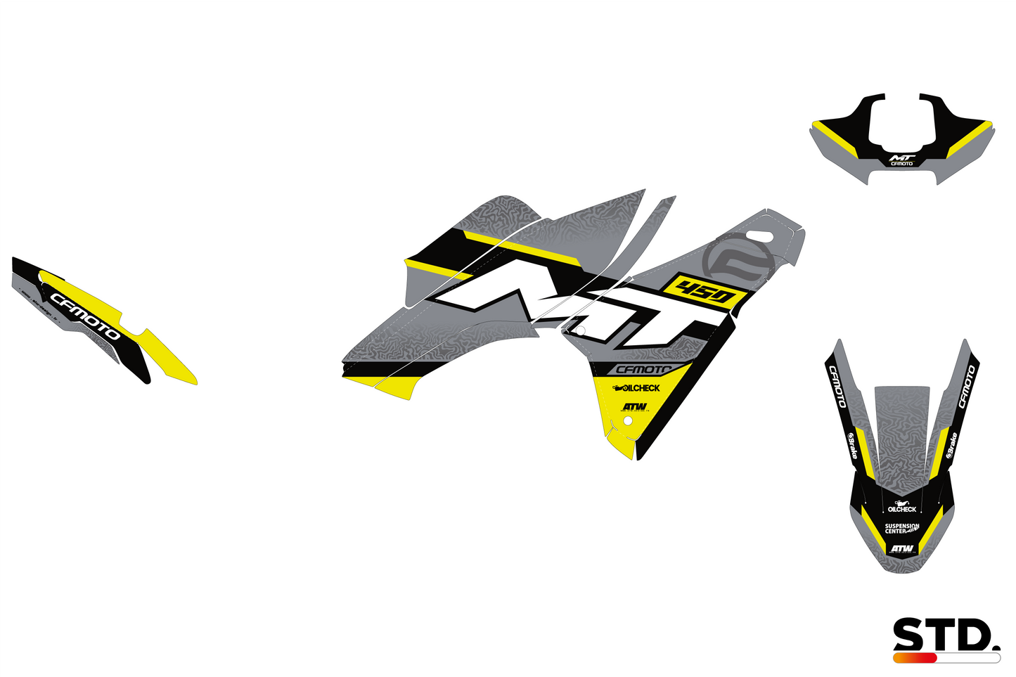 Kit déco moto CF MOTO 450 MT - Damas Jaune