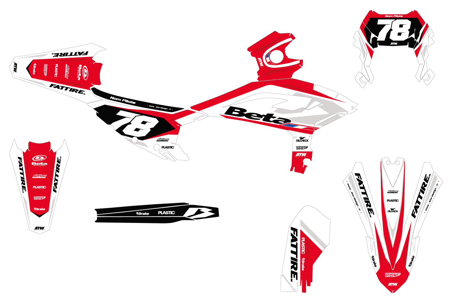 Kit déco motocross Beta RR - Flow Blanc