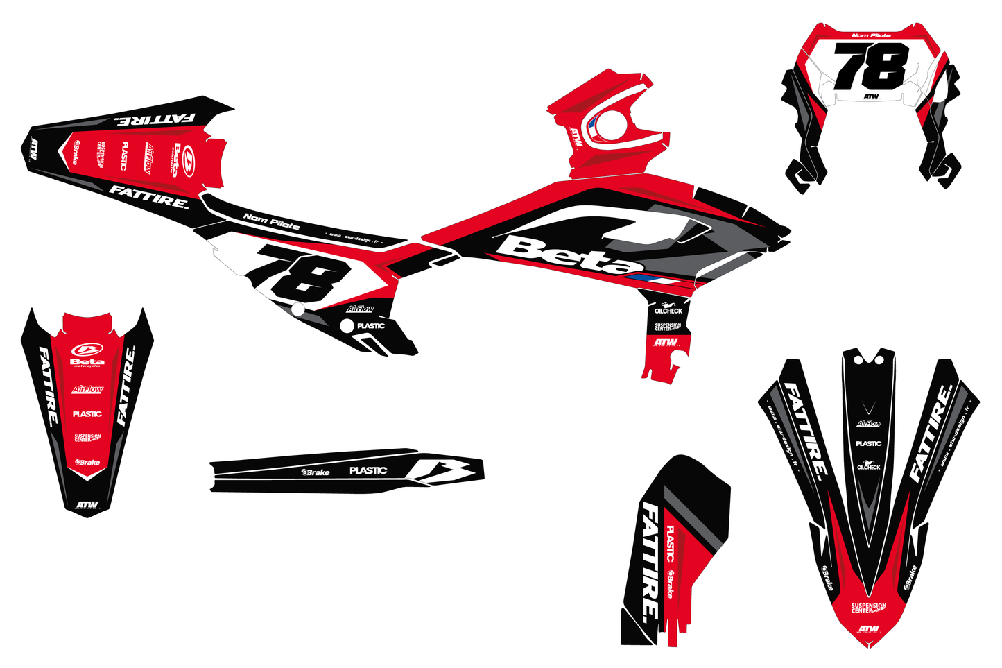 Kit déco motocross Beta RR - Flow Noir