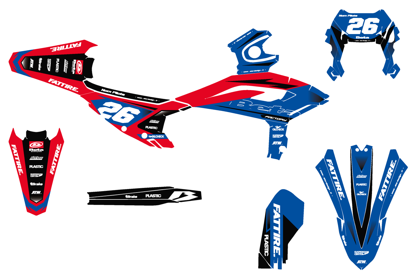 Kit déco motocross Beta RR - KBRR001 Bleu