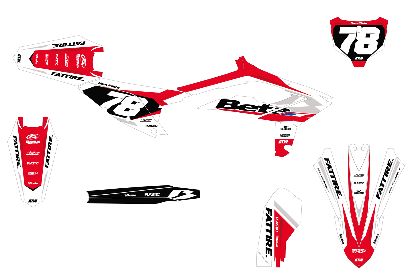 Kit déco motocross Beta RX - Flow Blanc