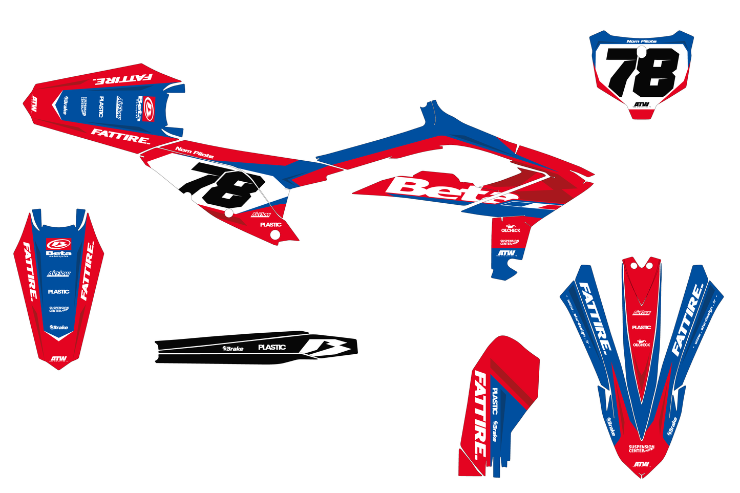 Kit déco motocross Beta RX - KBRX002 Bleu