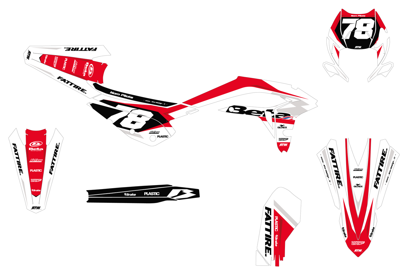 Kit déco motocross Beta XTRAINER - Flow Blanc
