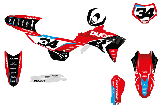 Kit déco motocross Ducati 450 Desmo - KDS001 Cyan