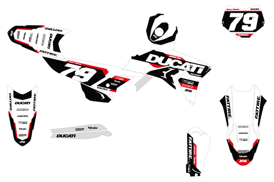Kit déco motocross Ducati 450 Desmo - KDS003 Blanc