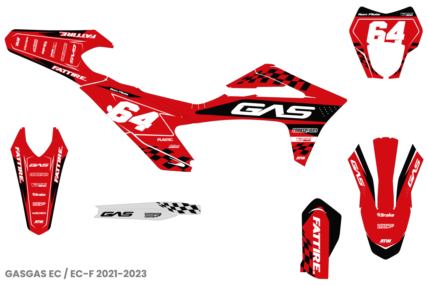 Kit déco motocross GasGas EC/EC-F - KGEC002 Rouge