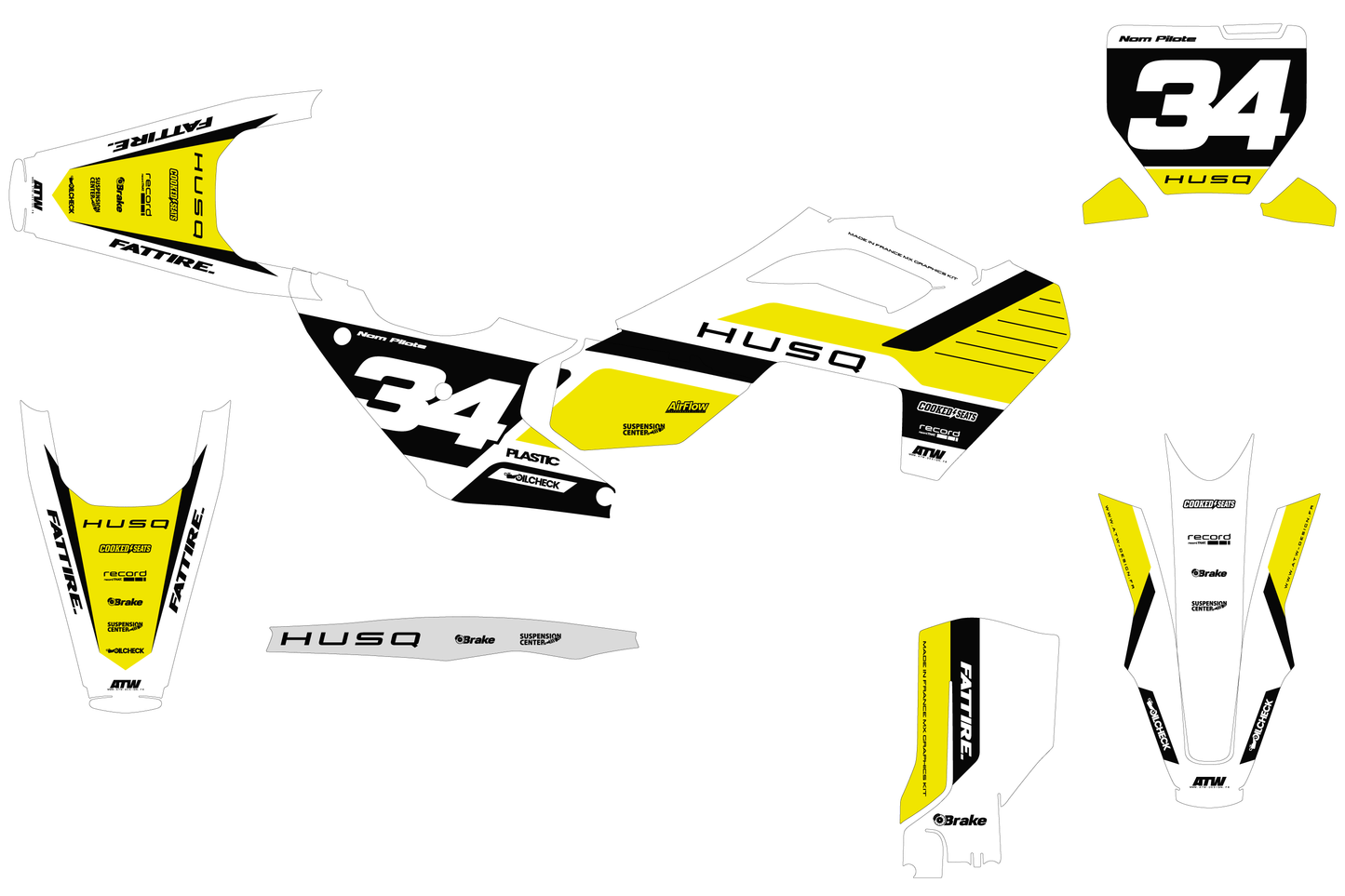 Kit déco Husqvarna FC/TC/FE/TE - HQMX007 Jaune