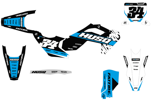 Kit déco Husqvarna FC/TC/FE/TE - HQMX008 Cyan