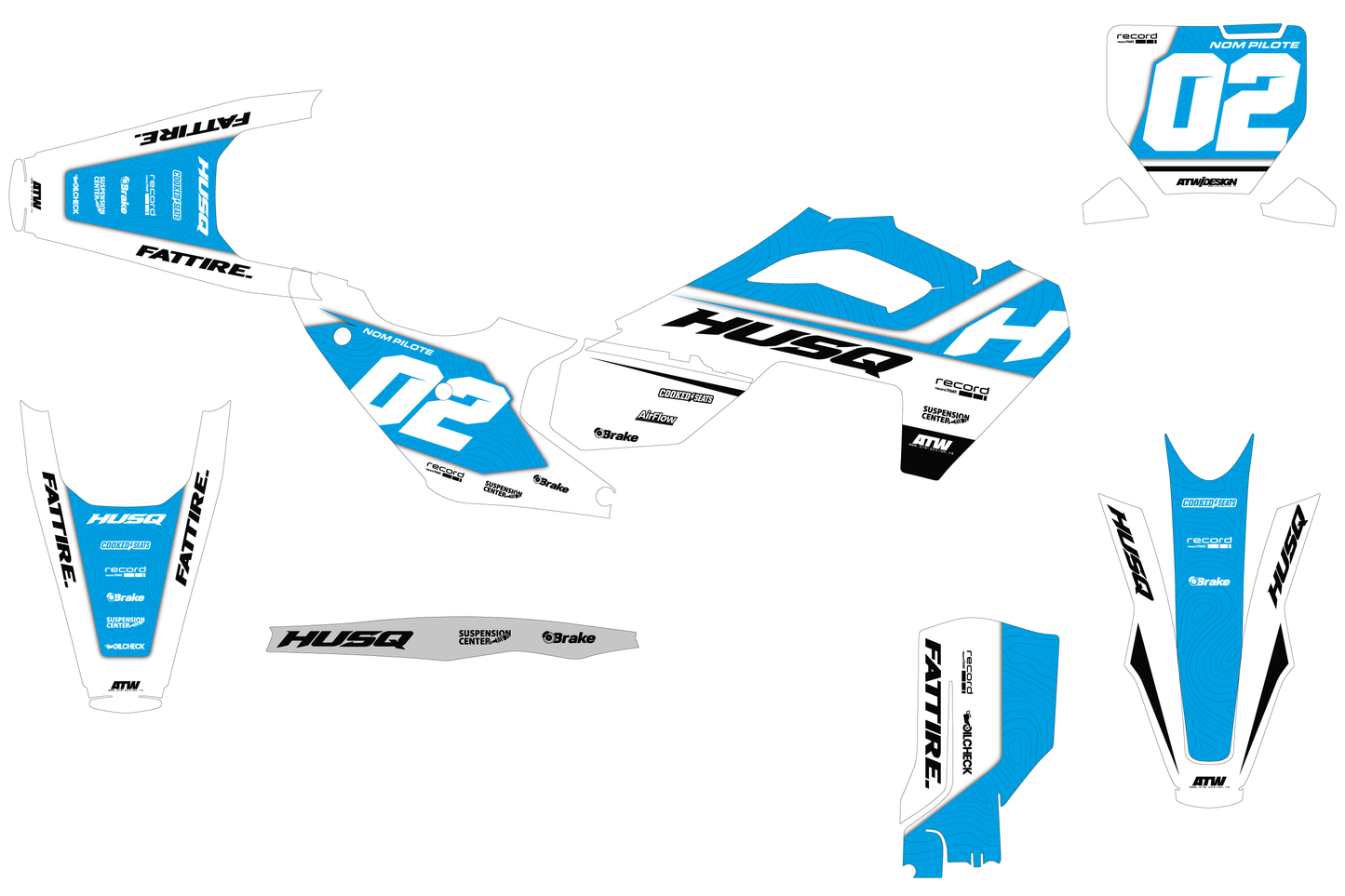 Kit déco Husqvarna FC/TC/FE/TE - HQMX009 Cyan