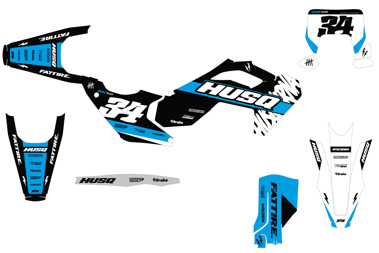 Kit déco Husqvarna FC/TC/FE/TE - KHQCE008 Cyan