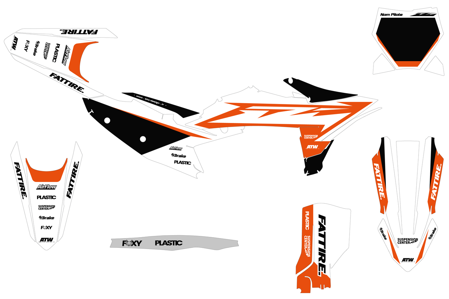 KTM SX / SX-F motocross graphics kit - Spike White