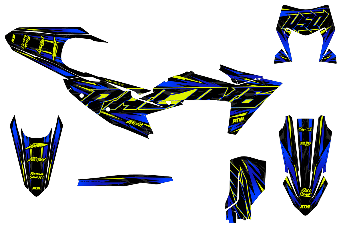 Kit déco Supermotard Tout Modèles - ATSM005 Bleu