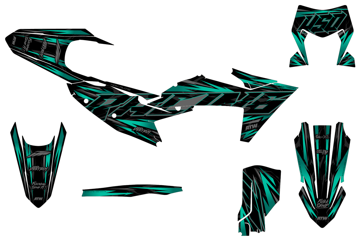 Supermoto Graphics Kit - All Models - ATSM005 Teal