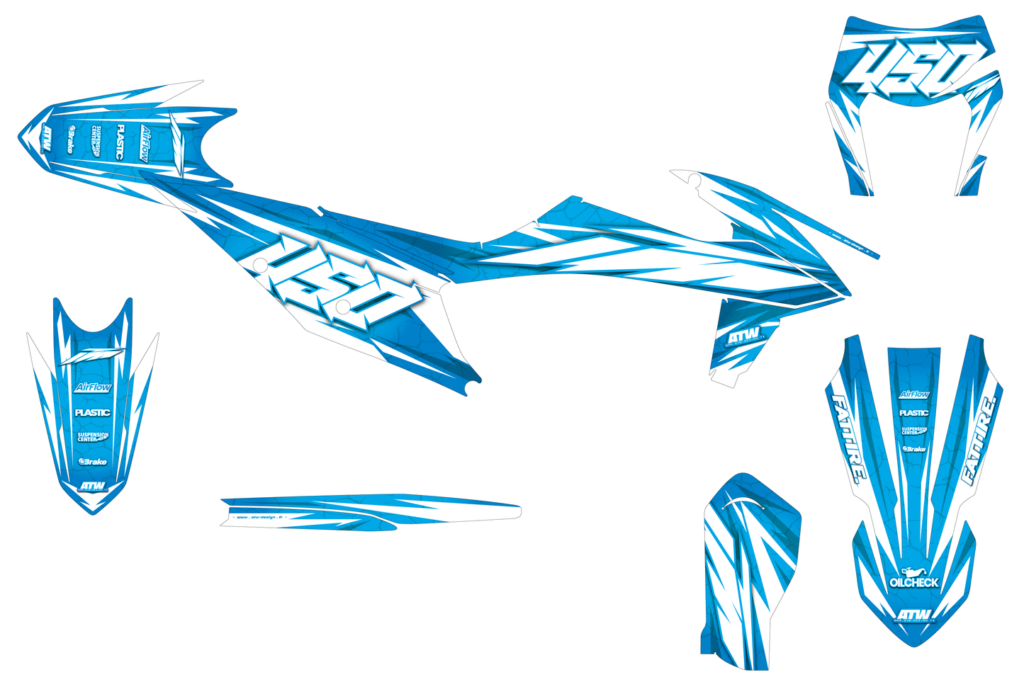 Kit déco Supermotard Tout Modèles - Crack Cyan